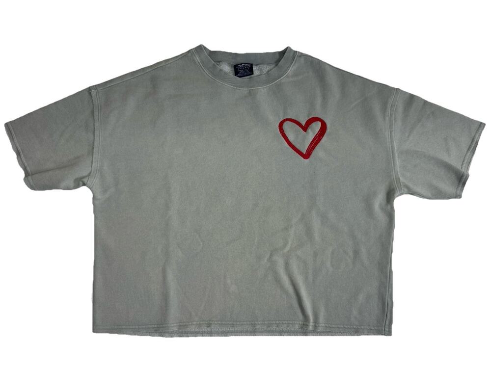 Charles River Apparel Gray Fleece Crewneck Pullover Sweatshirt Love Logo Junior